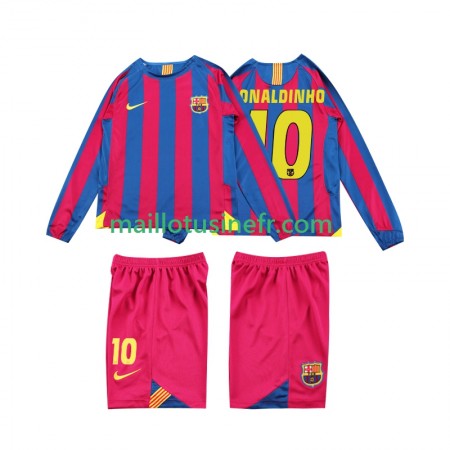 Maillot de Foot FC Barcelone RONALDINHO 10 2006 Domicile Retro 2005 Manches Longues - Enfant